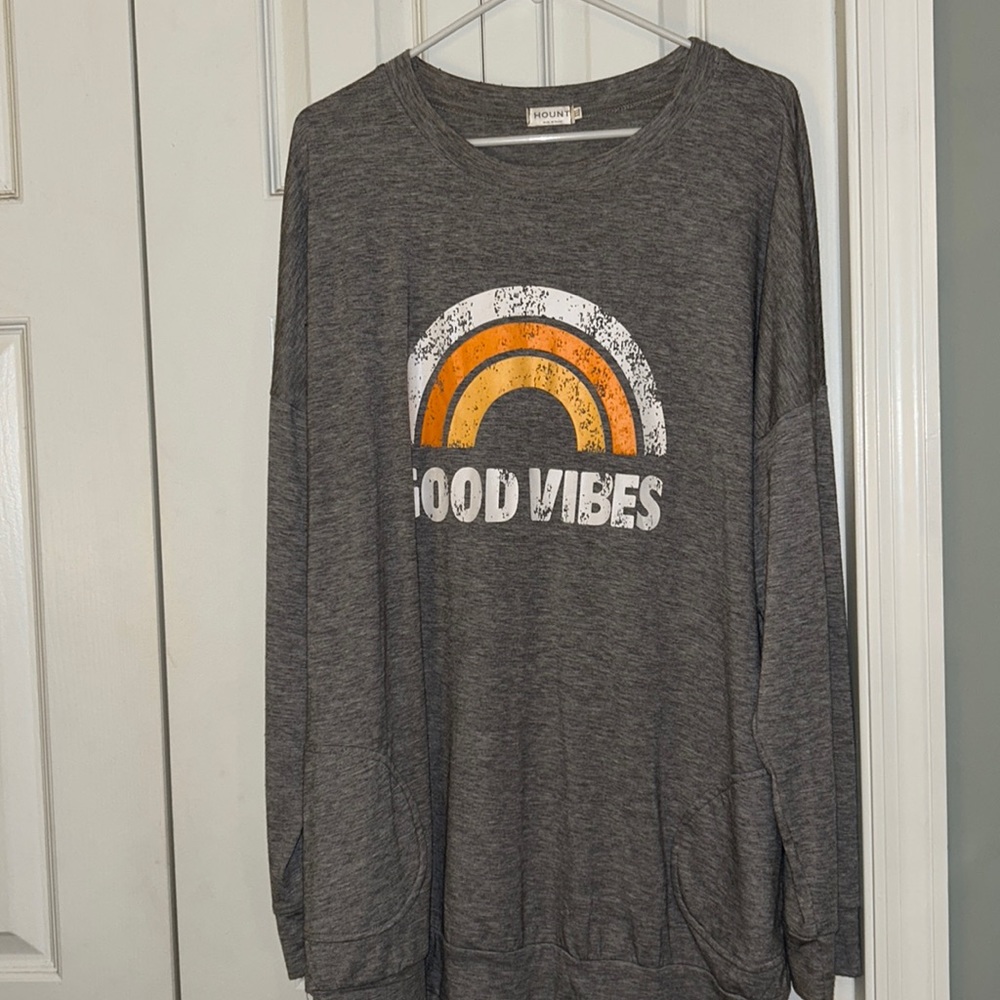 Long-Sleeved “Good Vibes” Top by Hount (Amazon Brand)